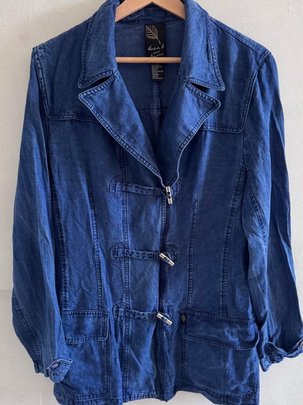 Dana B. & Karen - Vintage Deep Indigo Toggle-Front Jean Jacket